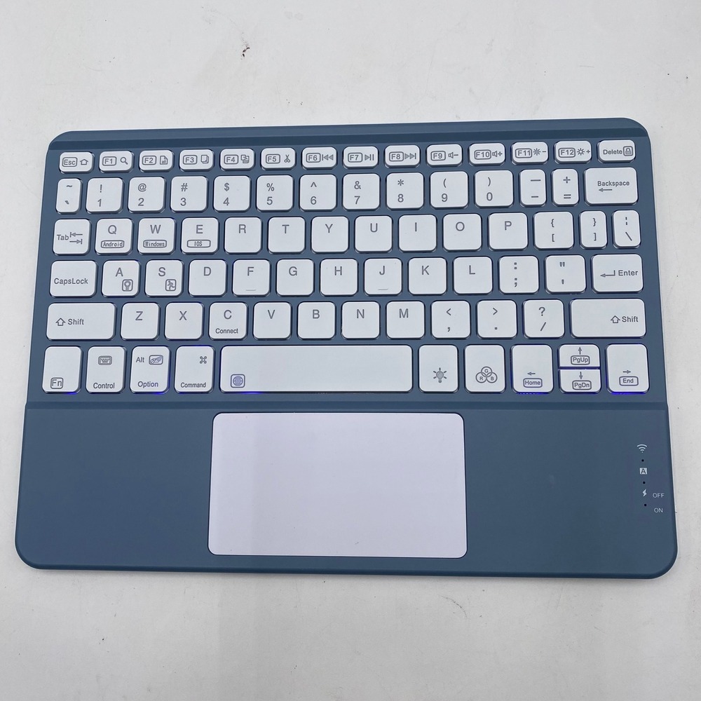Universal Bluetooth Keyboard with Trackpad Tablet Slim Wireless Blue Portable